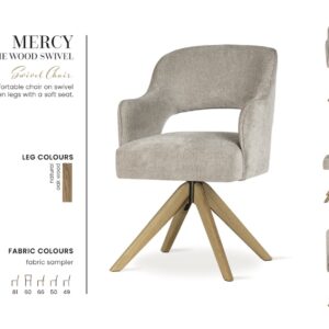 MERCY SUPREME WOOD étkezőszék | táskarugós forgó étkezőszék, választható szövet / natúr tölgy lábbal